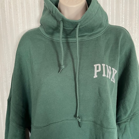 PINK Victoria's Secret Women's Funnel Sweatshirt Size Large Green NWT - Picture 2 of 6